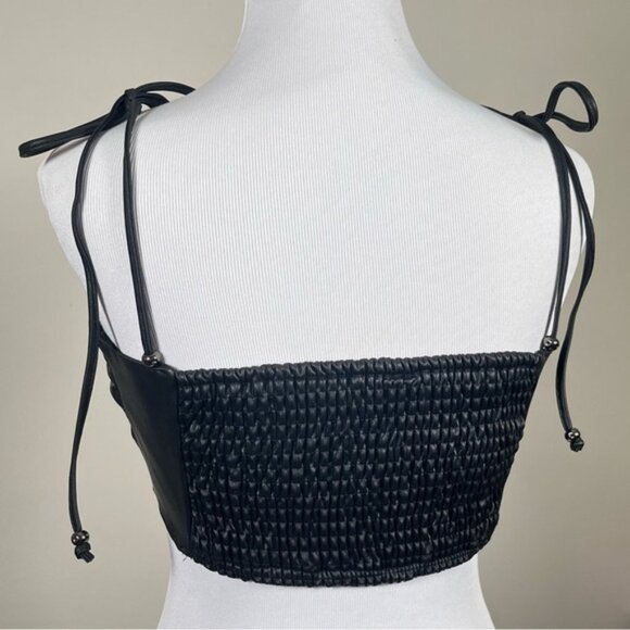 Anthropologie Pilcro Black Faux Leather Bustier Top Small - Picture 7 of 13